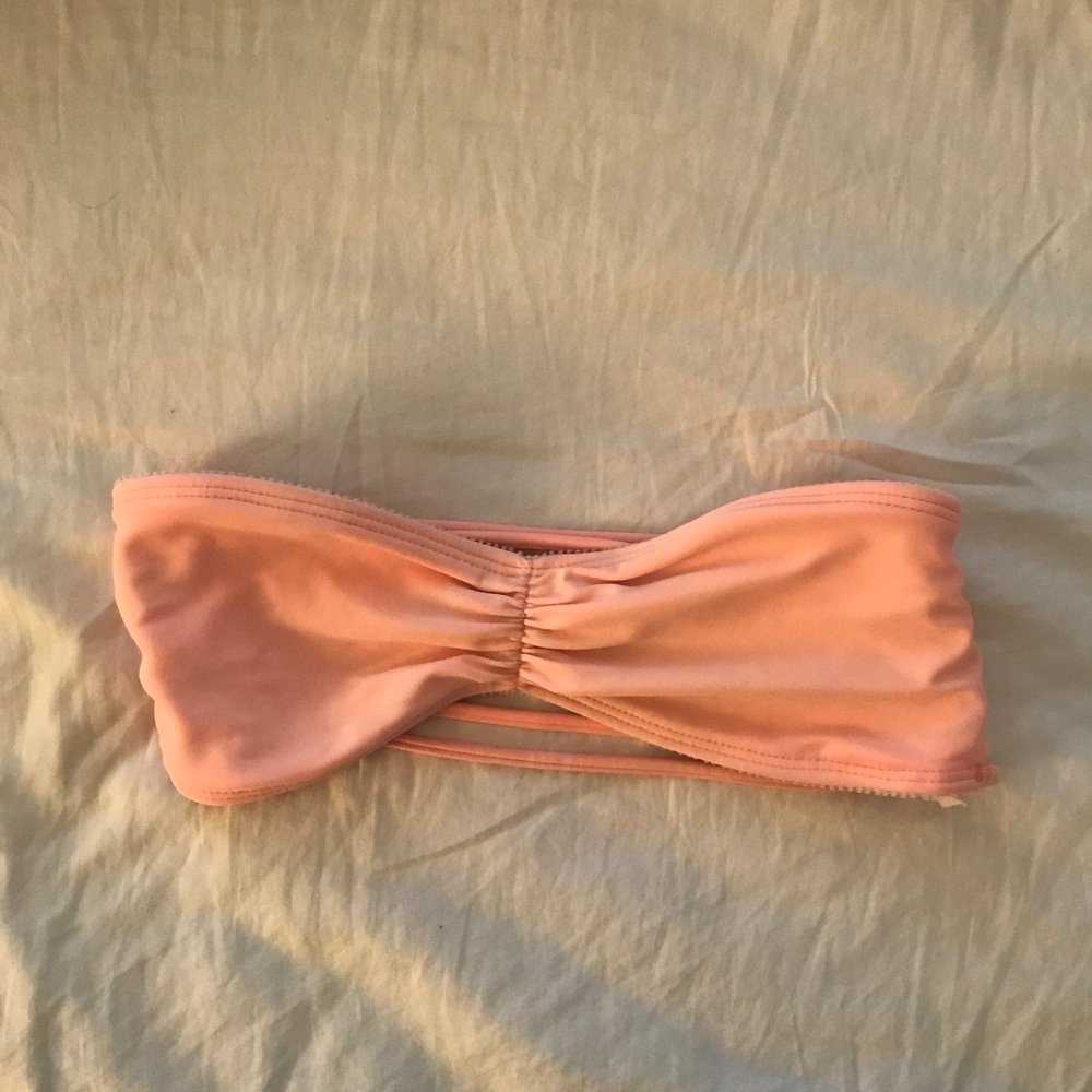 Peach bandeau bikini top